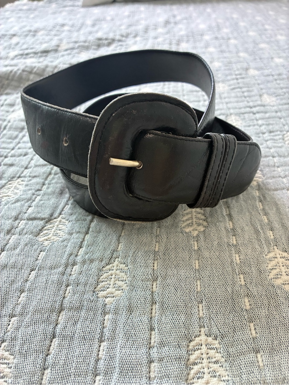 Vintage Black Leather Belt with Leather. Buckle